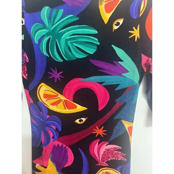 Farm Rio Mystic Jungle Dress 3/4 Length Sleeve Bodycon Size XS  Zipper Back - Picture 6 of 13